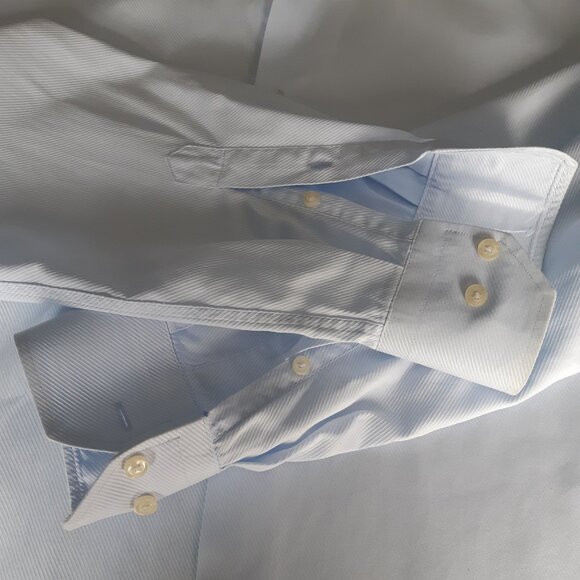 ZARA MAN SZ 16 Light Baby Blue 100% Cotton Men's Button Up Dress Shirt - Picture 7 of 12